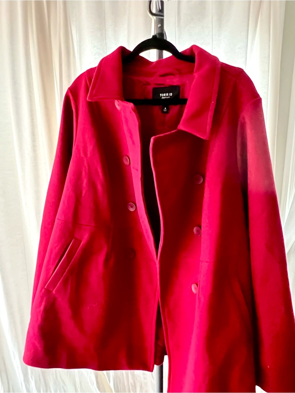 torrid Bright Red Double-Breasted Peacoat